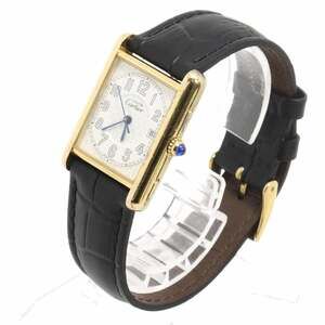 Cartier Must Tank Vermeil XL W1013954 Men's Watch White SV925 Quartz